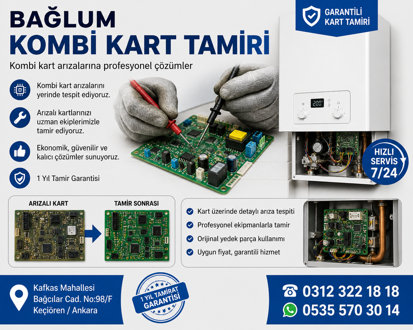 Bağlum Kombi Kart Tamiri